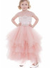 Beaded Blush Pink Lace Tulle Layered Flower Girl Dress